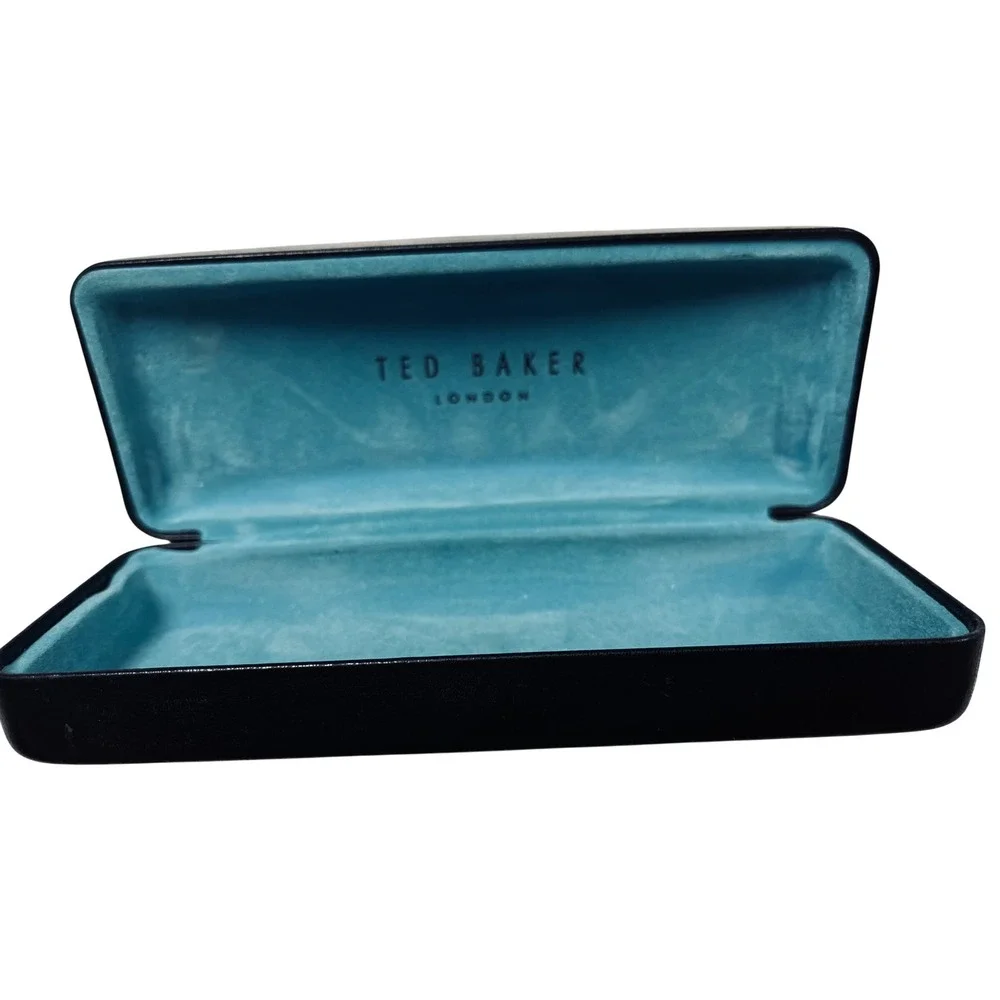 Ted Baker Eyeglass Case OS Black Teal Hard‎ Shell Clamshell Logo Designer Travel